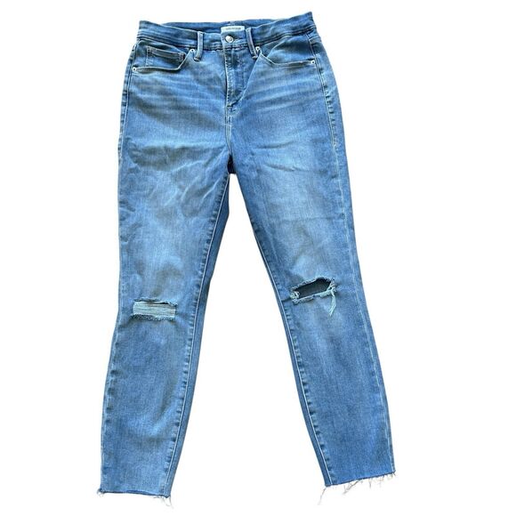 Good American Good Waist‎ Jeans 8 / 29 Blue High Rise Skinny Distressed Grunge - Picture 1 of 14